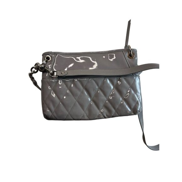 Coach Grey Liquid Gloss Poppy Handbag Quilted Convertible - Picture 2 of 10